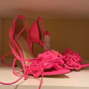 Hot pink lace up high heals